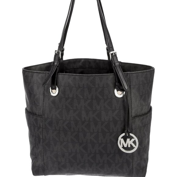 GUC Michael Kors Black Monogram Shopper Tote - Picture 1 of 11